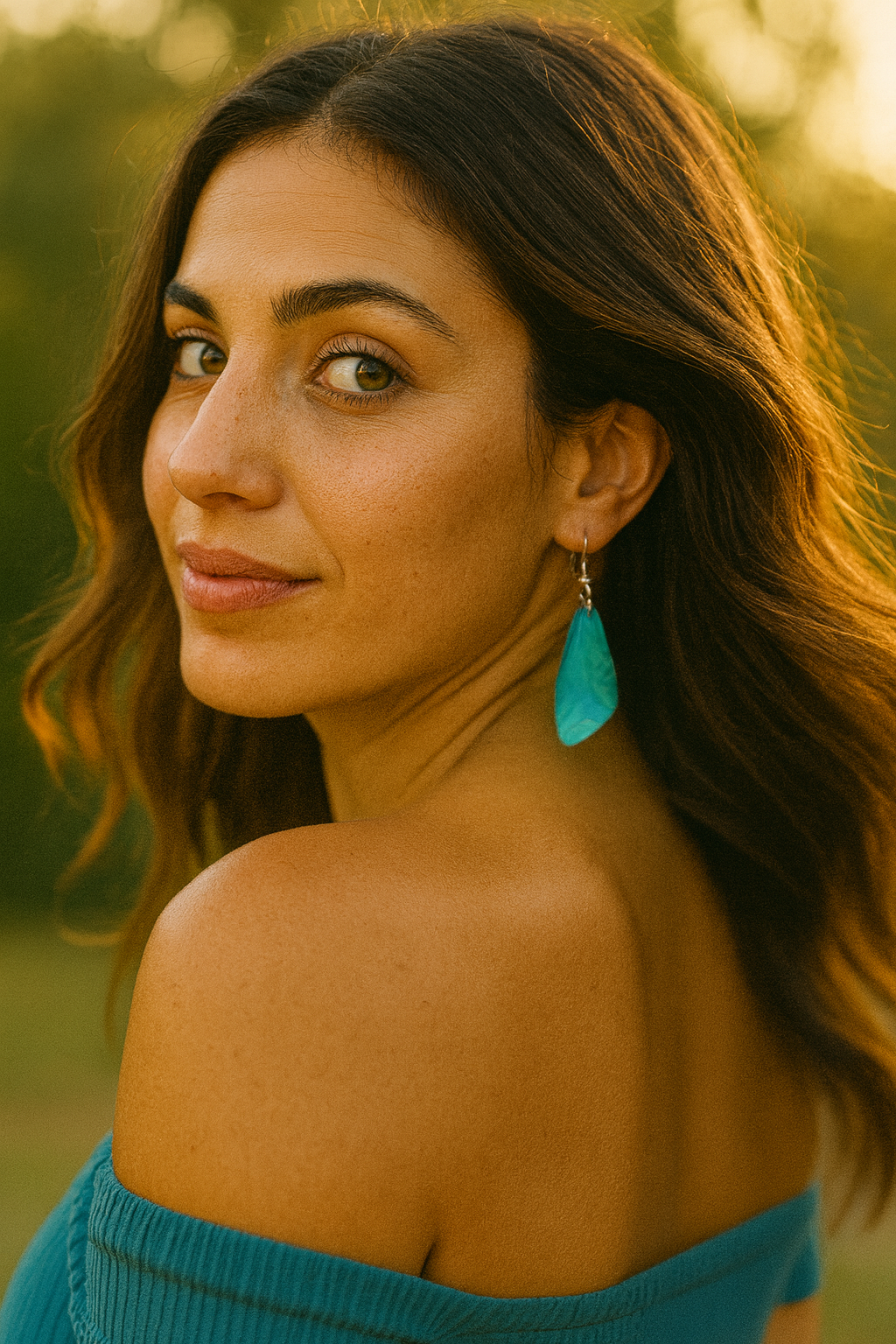 Turquoise Flower Wing Acrylic Earrings