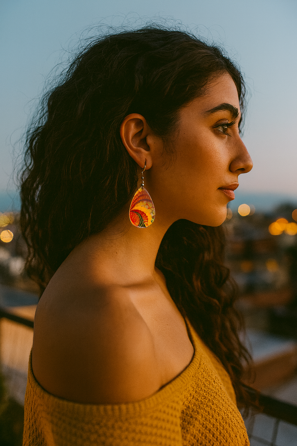 Boho Sunset Teardrop Acrylic Earrings