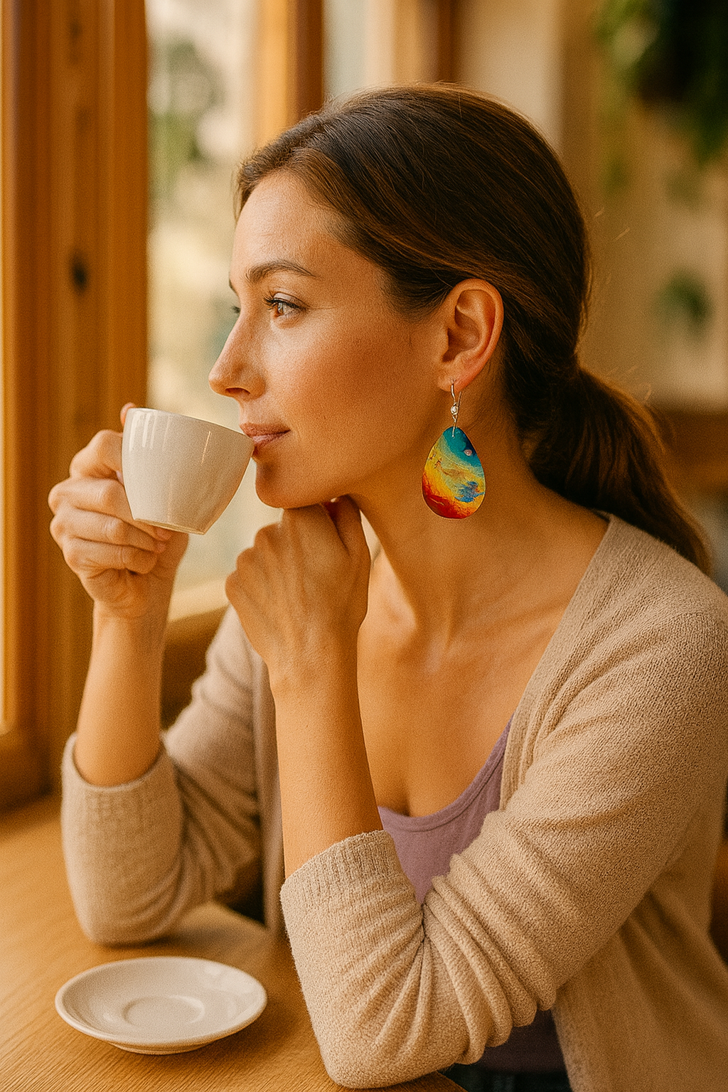 Ocean Sunset Abstract Teardrop Earrings
