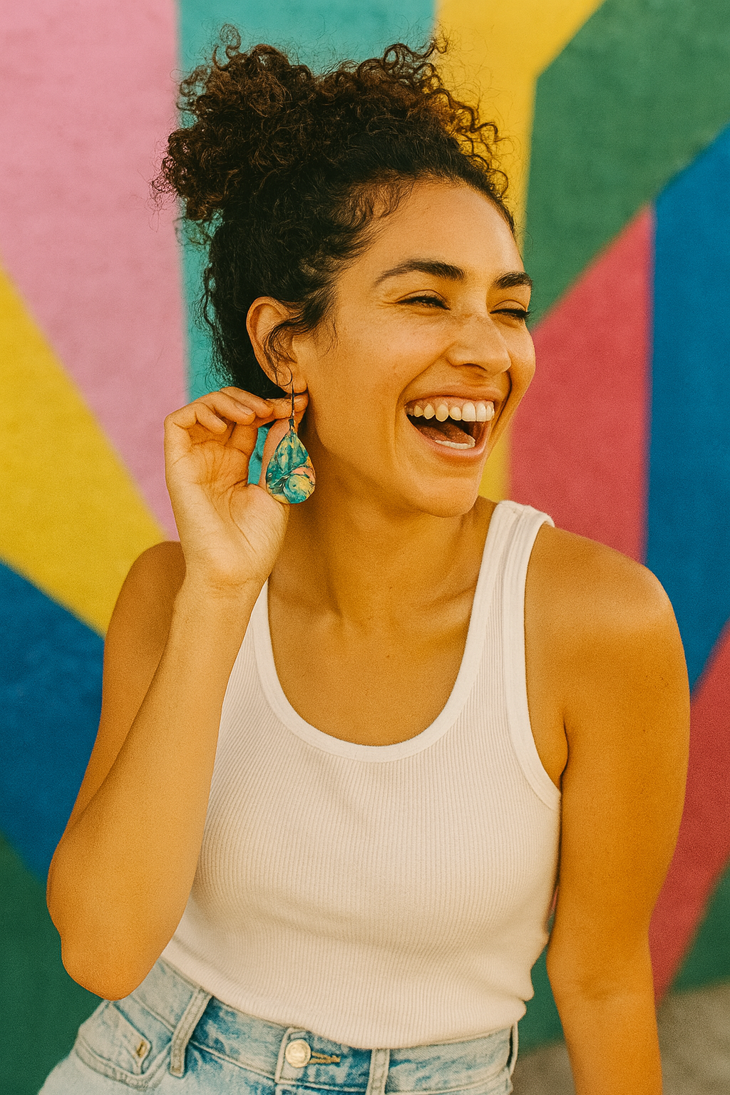 Ocean Wave Marbled Teardrop Earrings