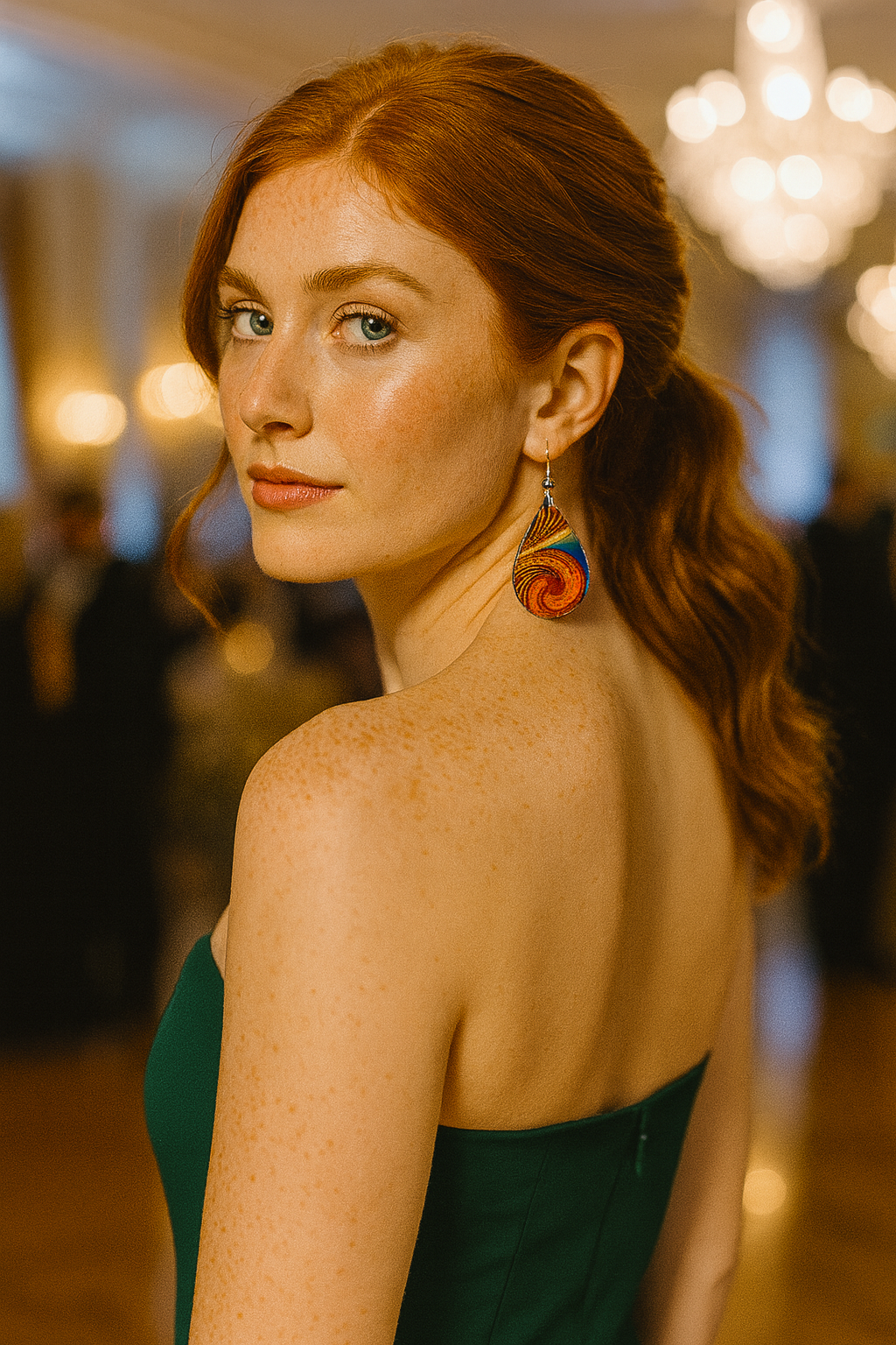 Bold Fiery Swirl Teardrop Earrings