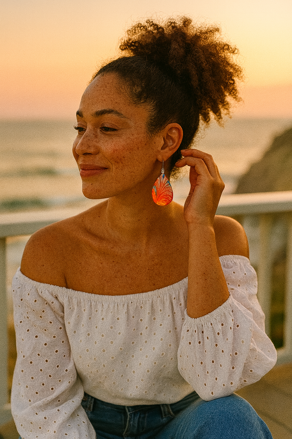 Sunburst Swirl Teardrop Earrings
