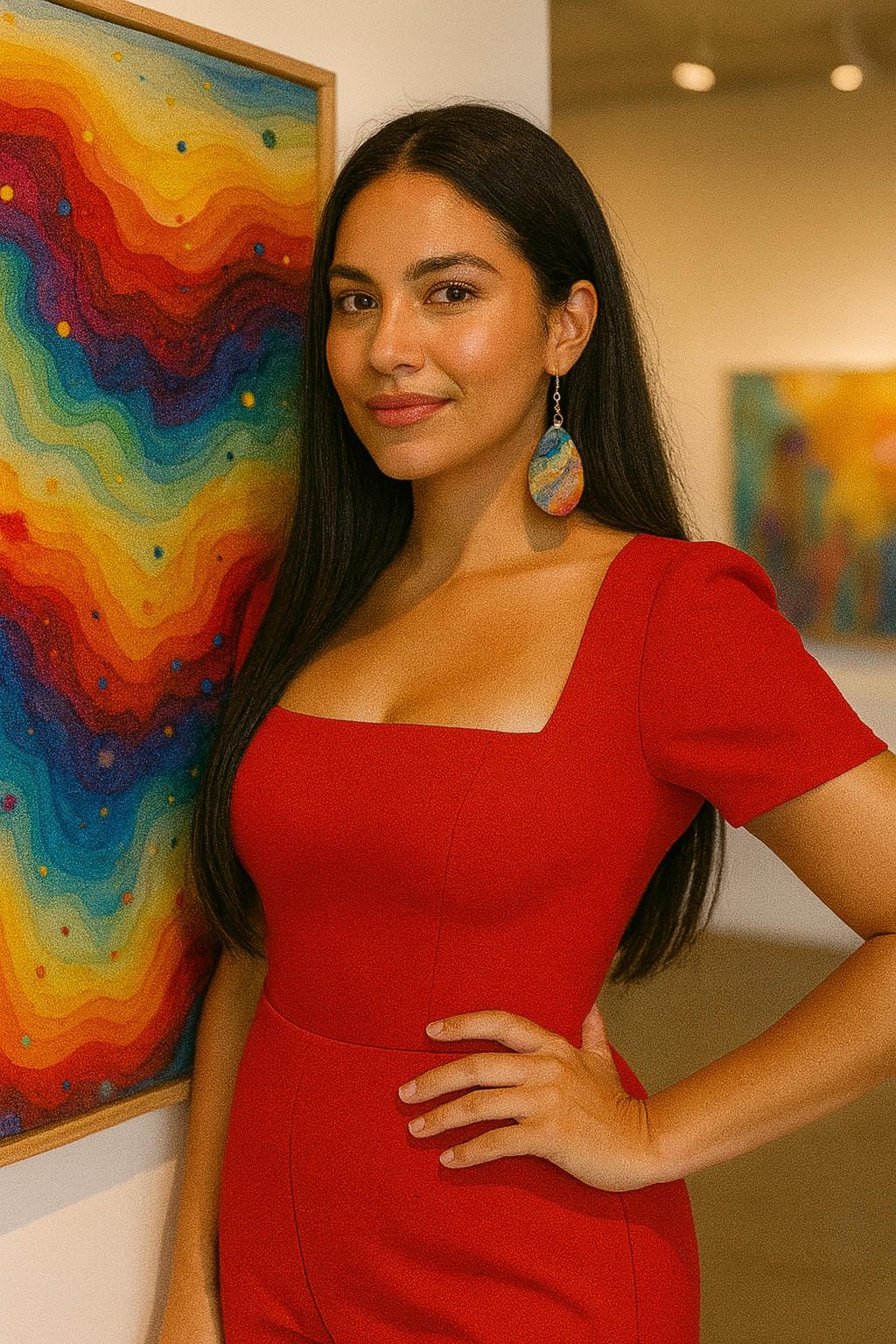 Cosmic Rainbow Swirl Acrylic Teardrop Earrings