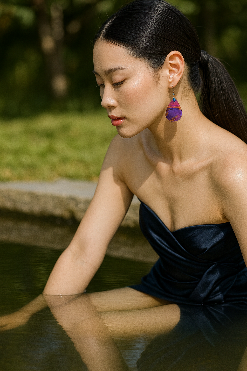 Bold Marbled Teardrop Earrings