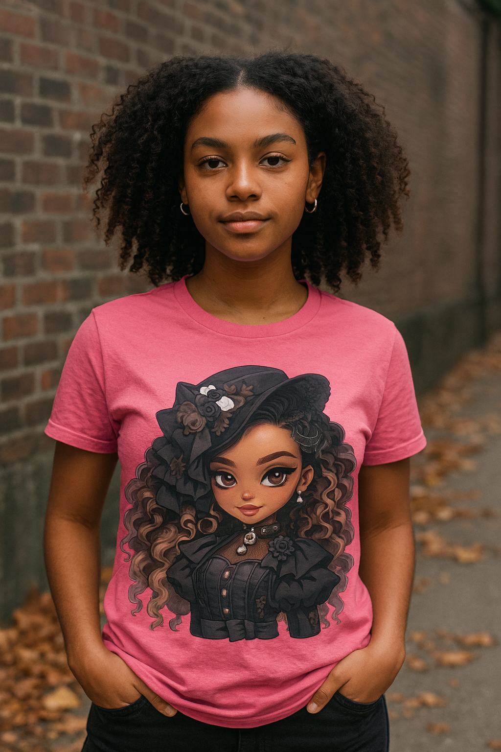 Curly Hair Gothic Women's Relaxed T-Shirt