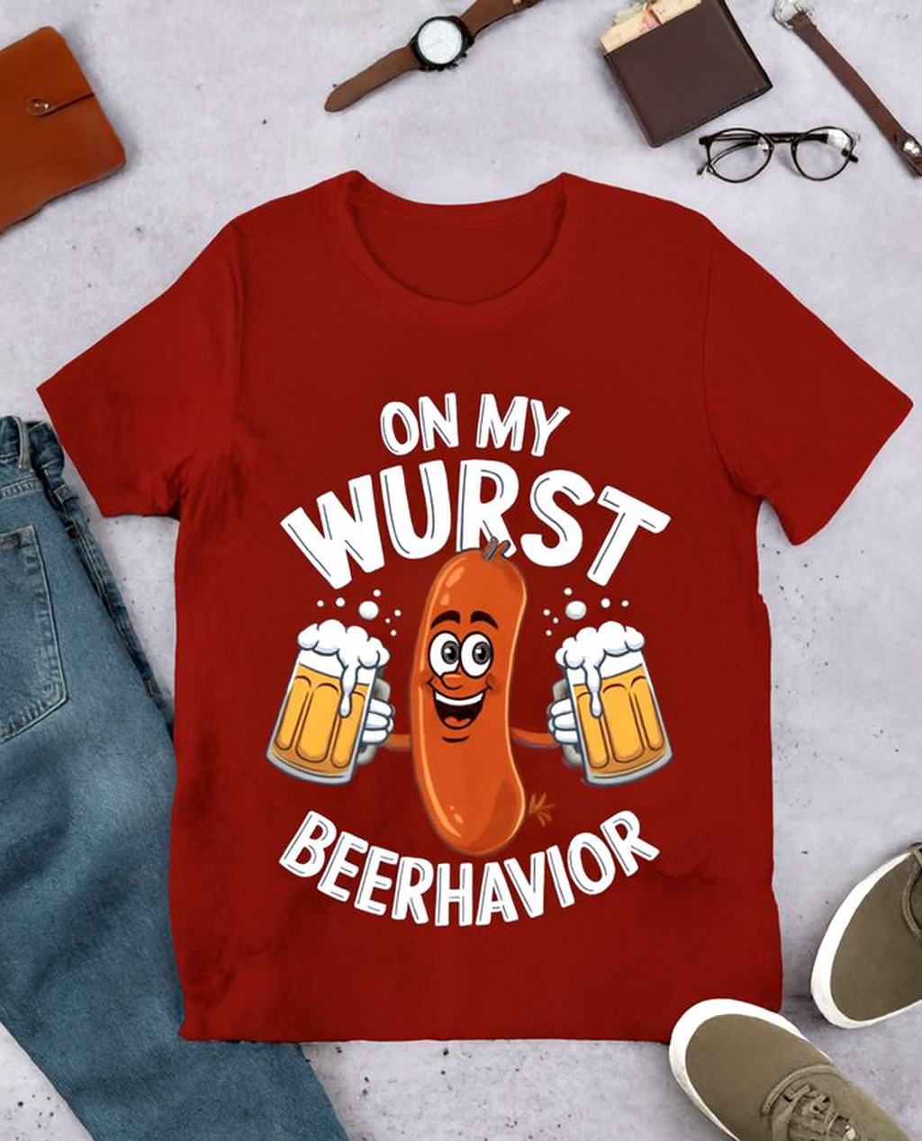 On My Wurst Beerhavior Unisex t-shirt