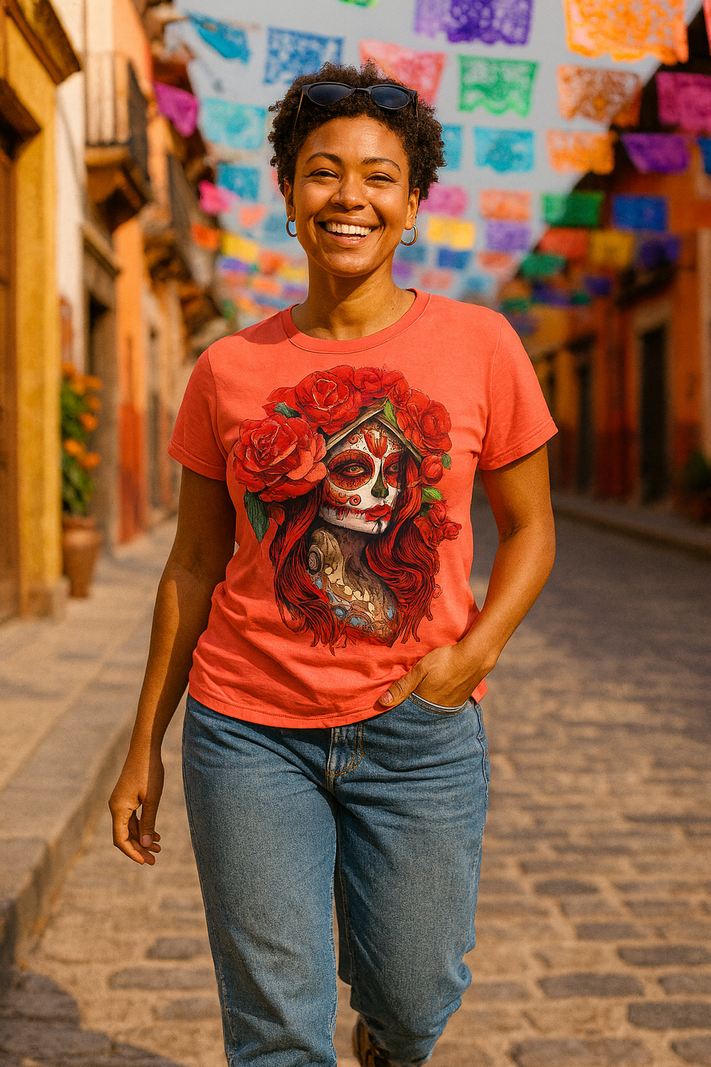 La Catrina Day of the Dead Red Rose Sugar Skull
