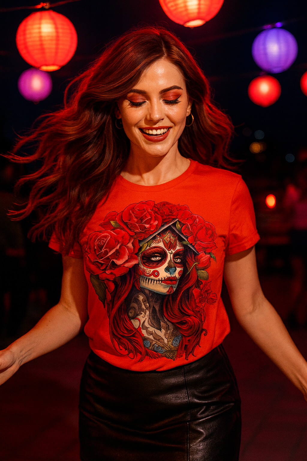 La Catrina Day of the Dead Red Rose Sugar Skull
