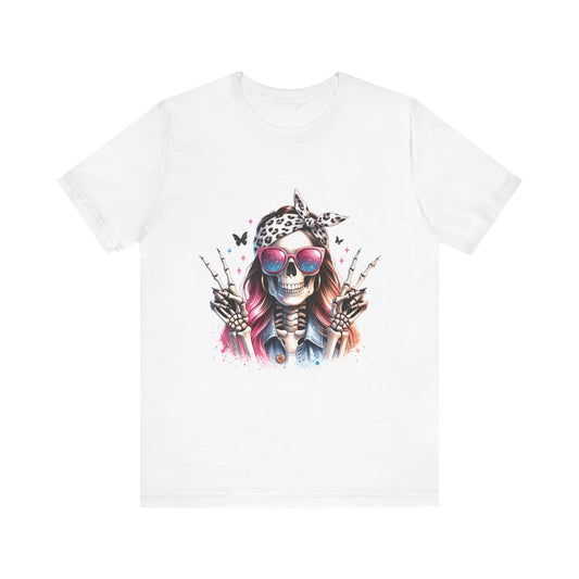 Skeleton Peace Lady Unisex Jersey Short Sleeve Cotton Tee