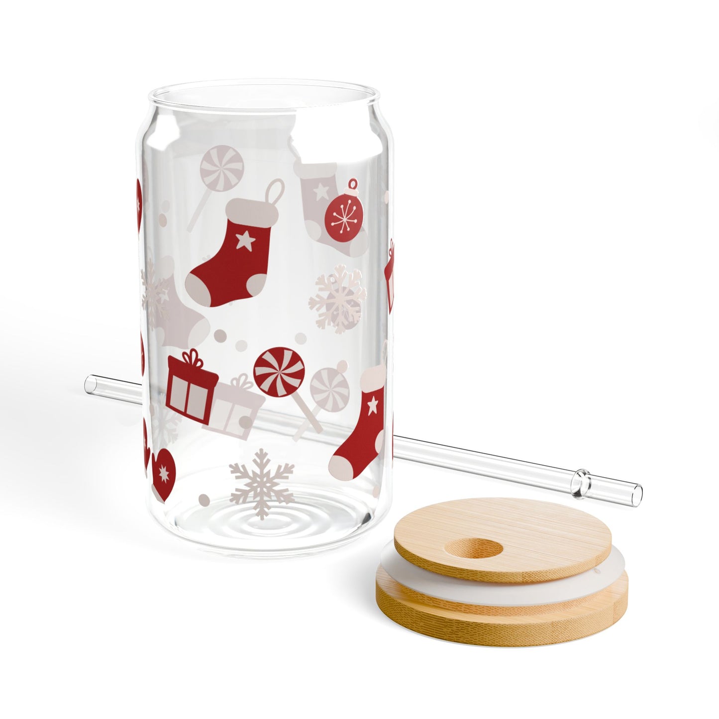 Christmas Sockings Holiday Sipper Glass, 16oz