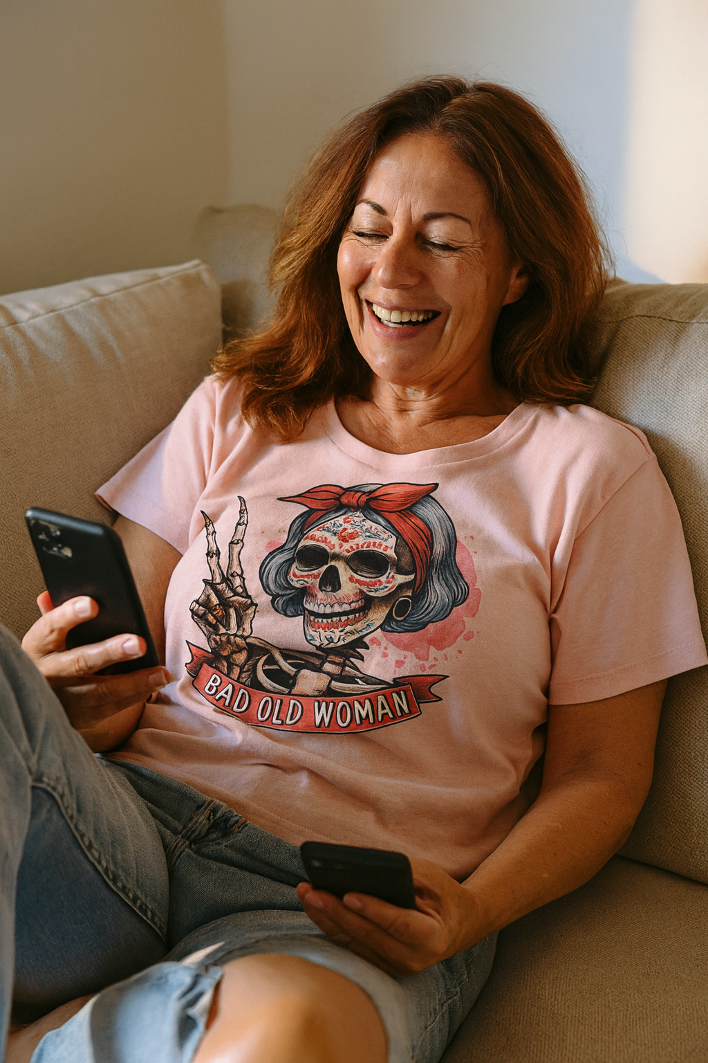 Hipster Short Hair Skull Women's Relaxed T-Shirt
