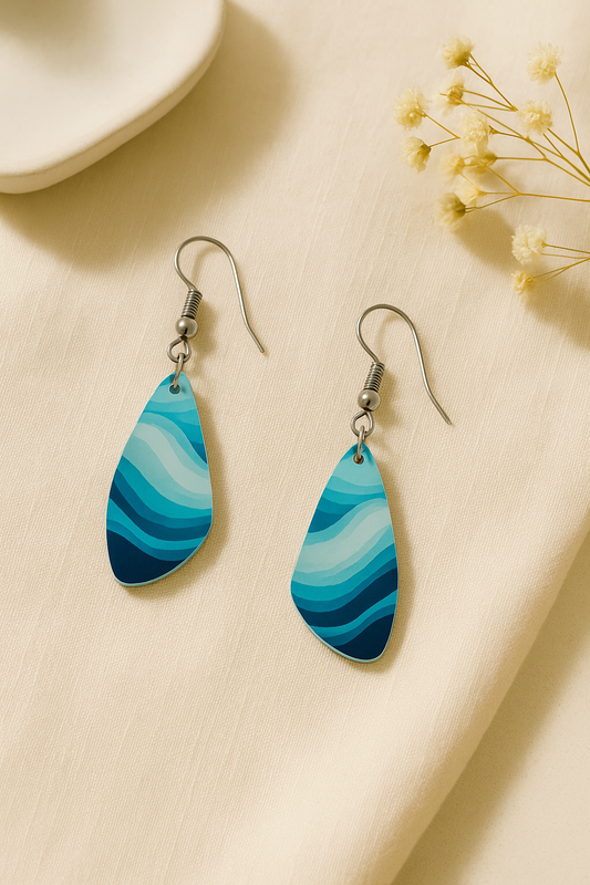 Ocean Blue Wave Acrylic Wing Earring
