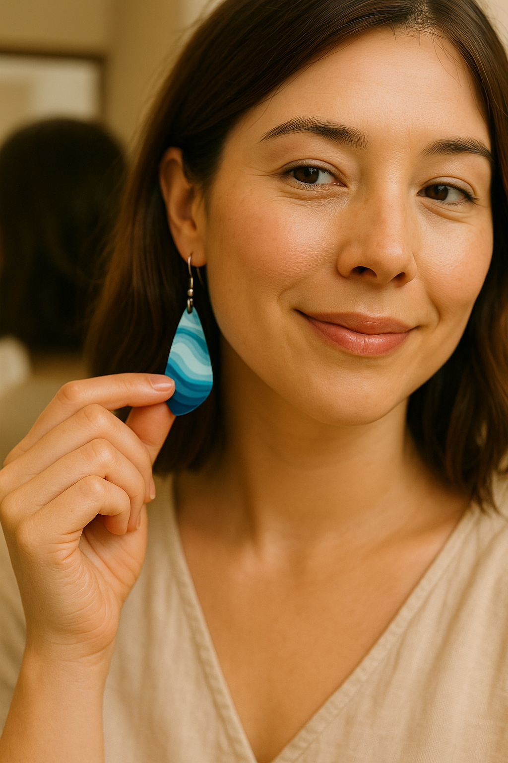 Ocean Blue Wave Acrylic Wing Earring