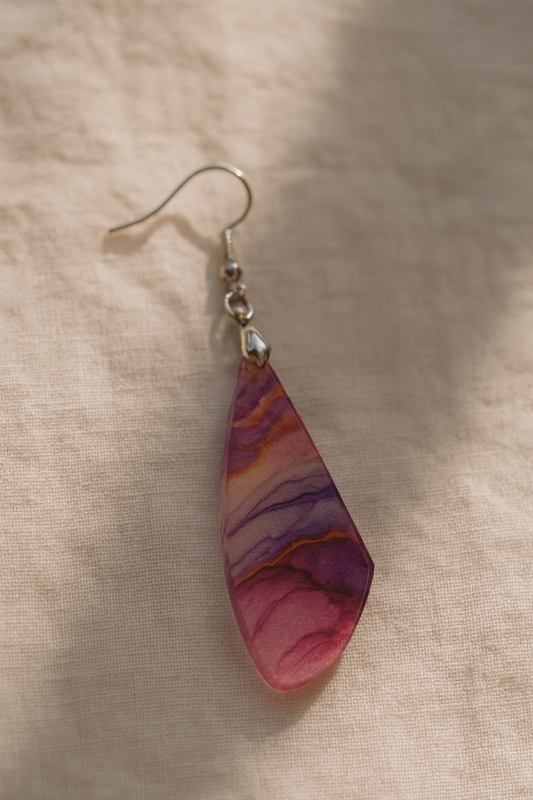 Purple Waves Wing Acrylic Earrings
