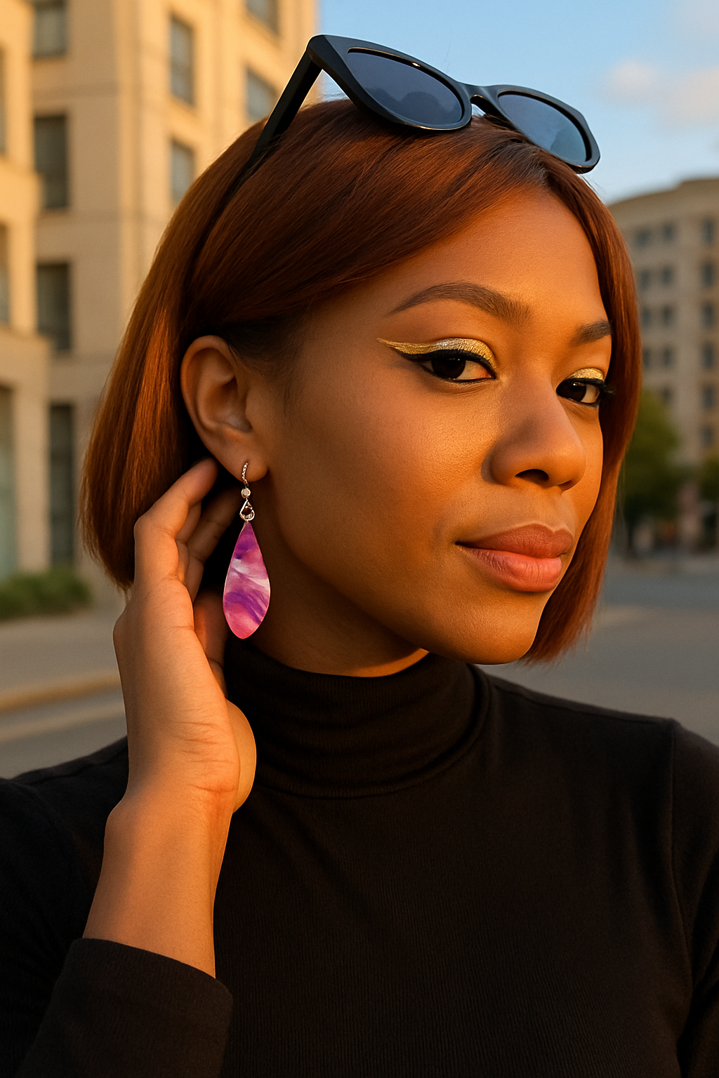 Purple Waves Wing Acrylic Earrings
