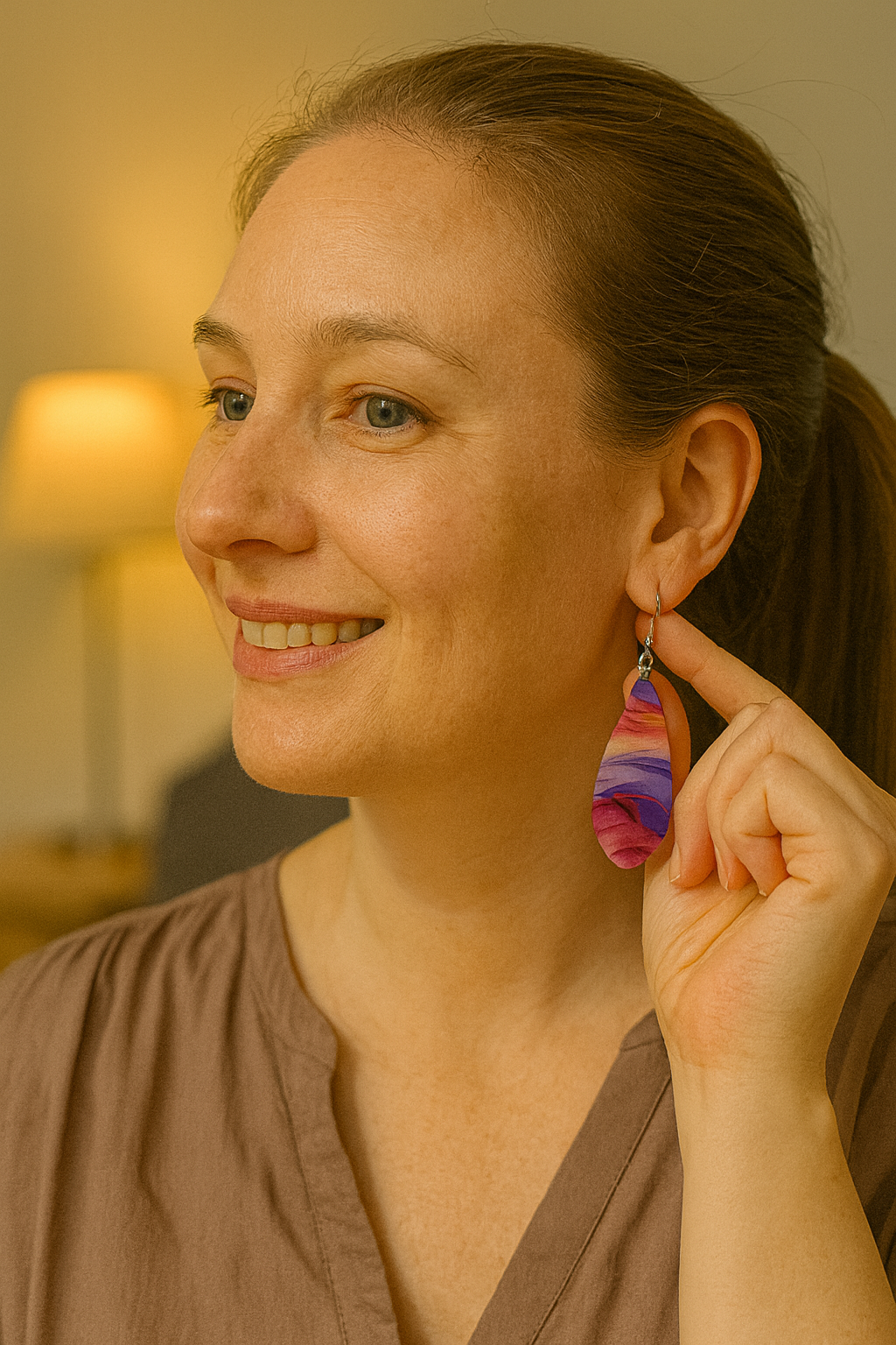 Purple Waves Wing Acrylic Earrings