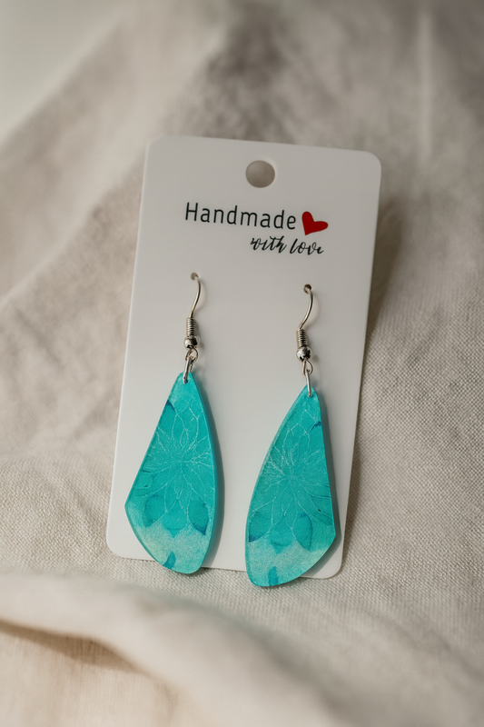 Turquoise Flower Wing Acrylic Earrings