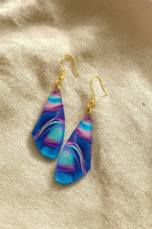 Iridescent Blue and Purple Wing Earrings