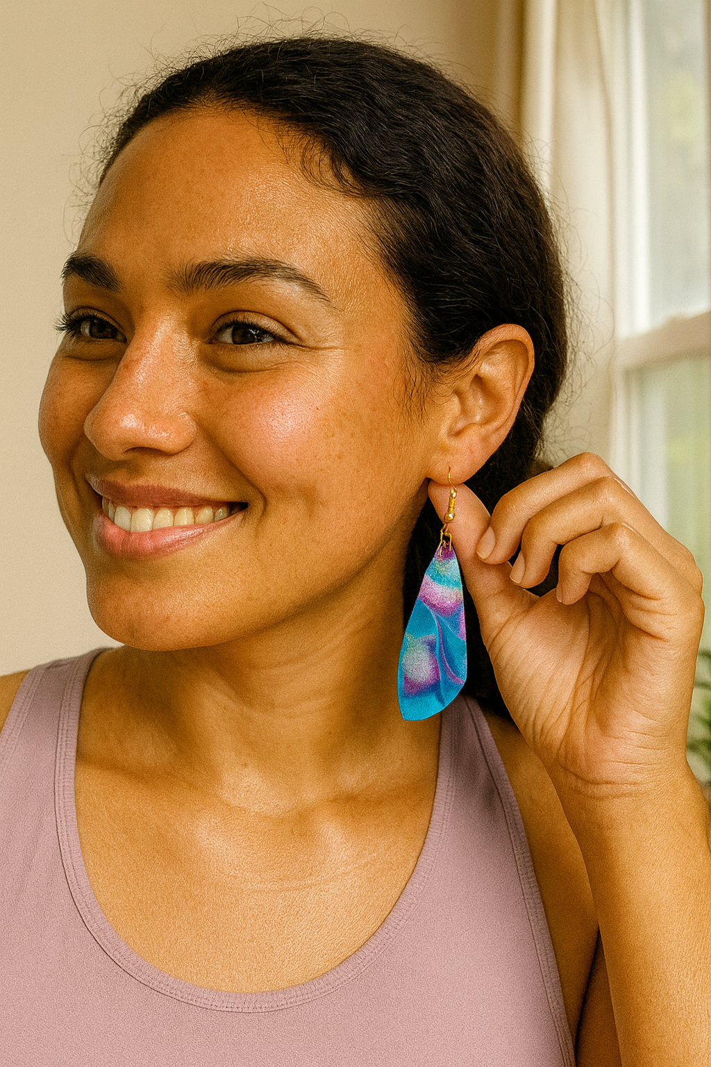 Iridescent Blue and Purple Wing Earrings