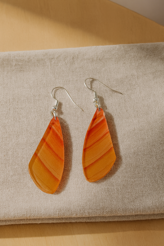 Orange Shell Wing Acrylic Earrings