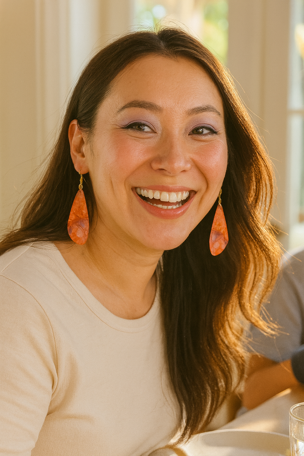 Fiery Orange Marbled Wing Acrylic Earrings