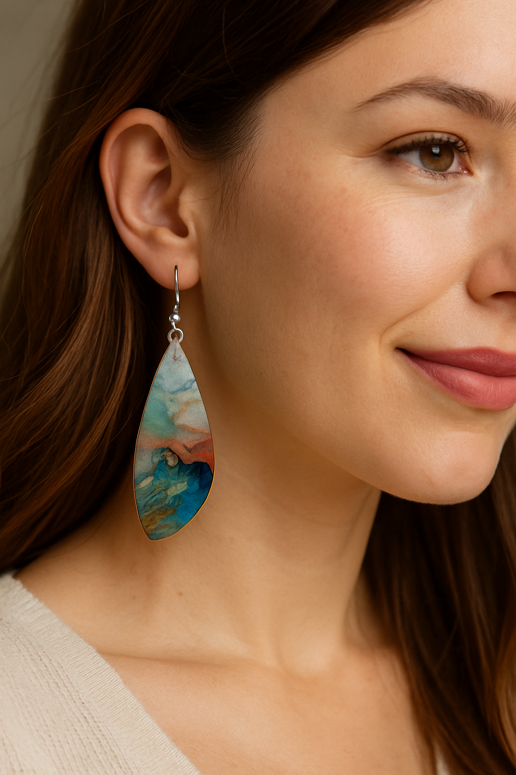 Turquoise Marble Wing Acrylic Earrings