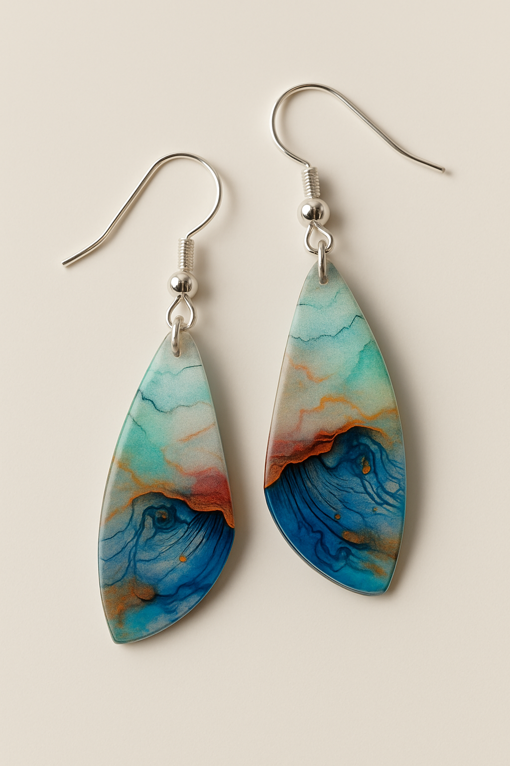 Turquoise Marble Wing Acrylic Earrings
