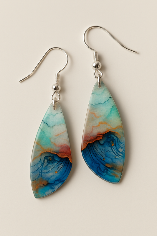 Turquoise Marble Wing Acrylic Earrings