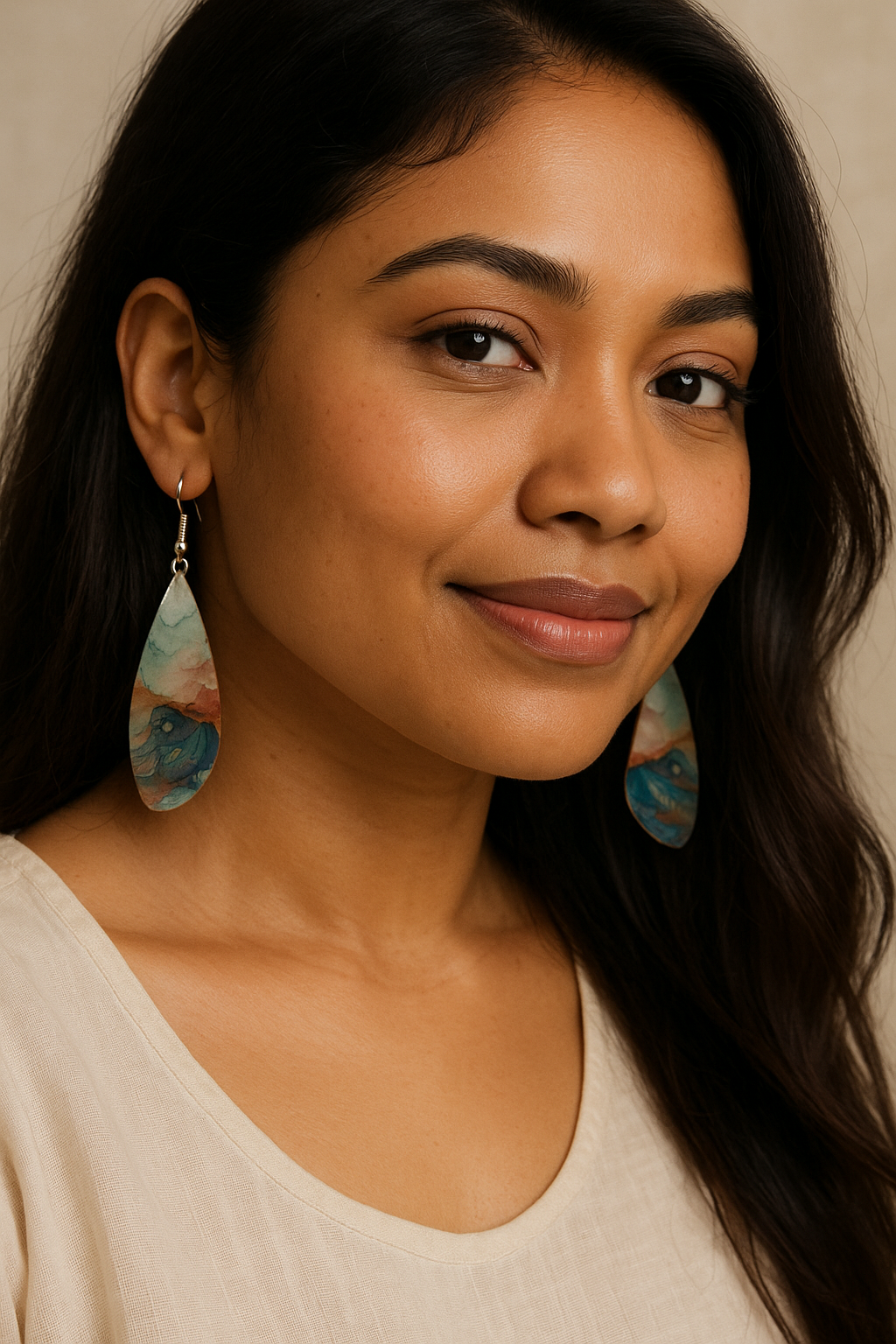 Turquoise Marble Wing Acrylic Earrings