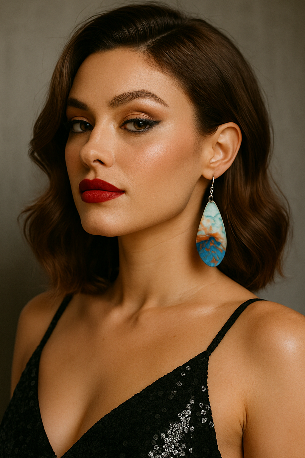 Turquoise Marble Wing Acrylic Earrings