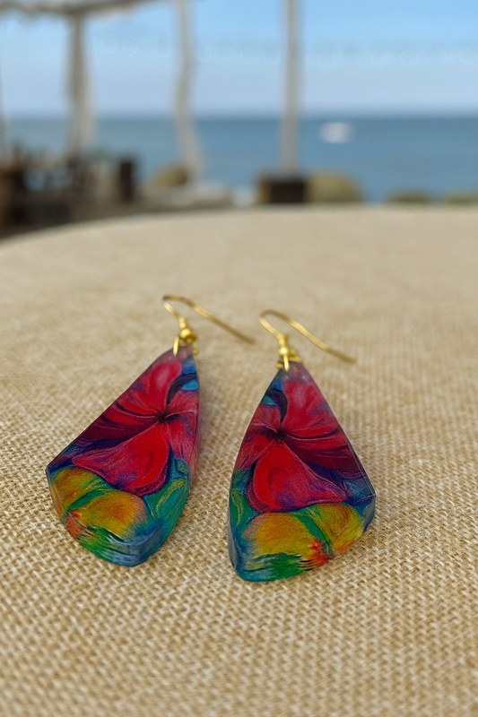 Tropical Floral Wing Acrylic Earrings