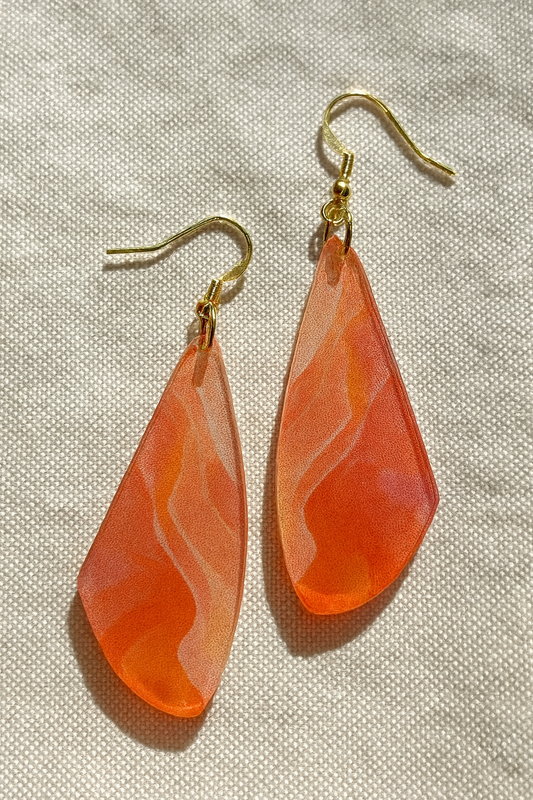 Coral Wave Wing Acrylic Earrings