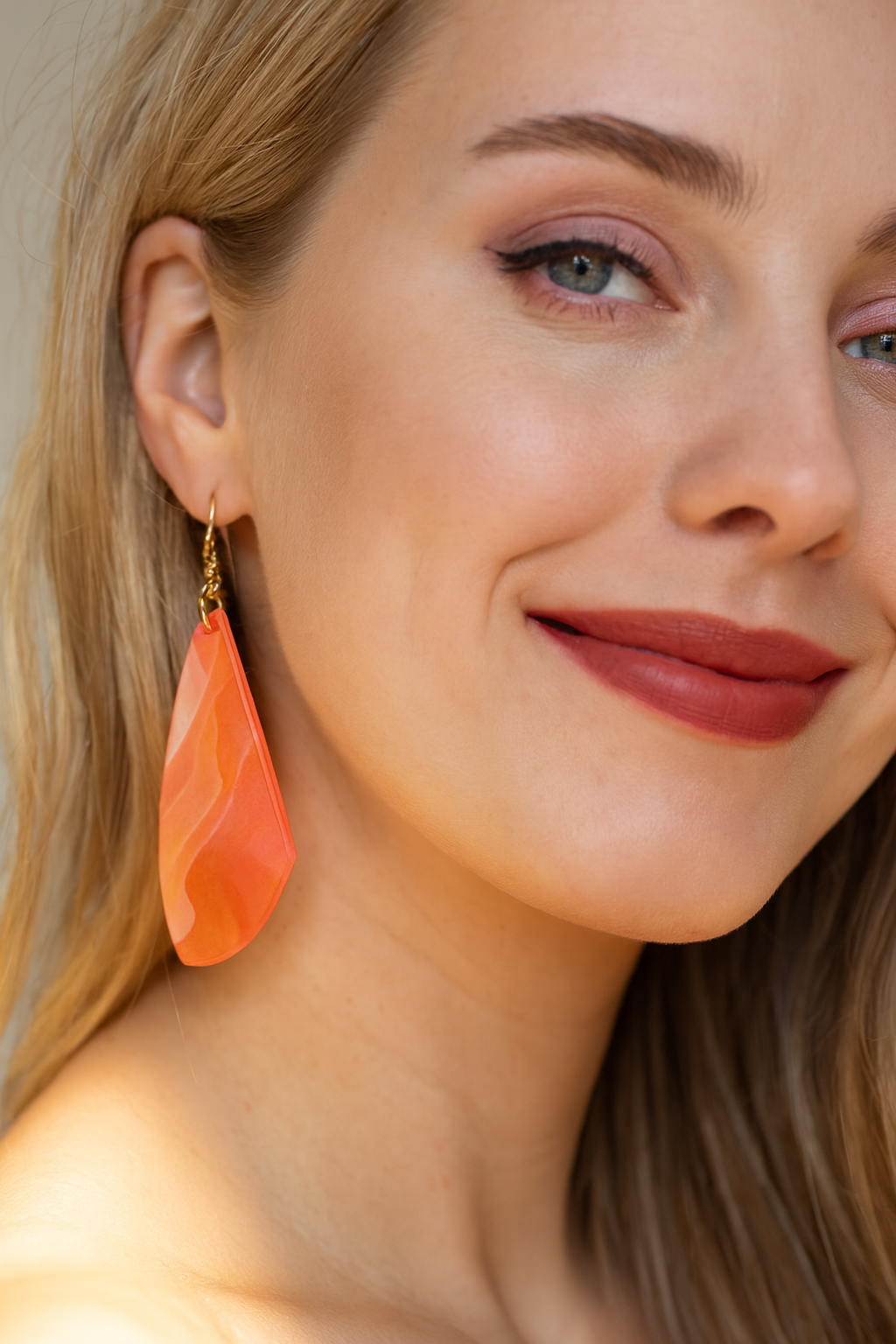 Coral Wave Wing Acrylic Earrings