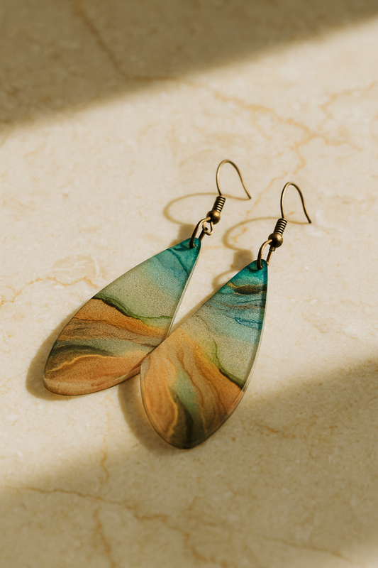 Copper Marble Wing Acrylic Earrings