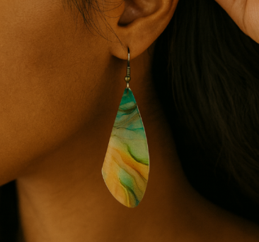 Copper Marble Wing Acrylic Earrings