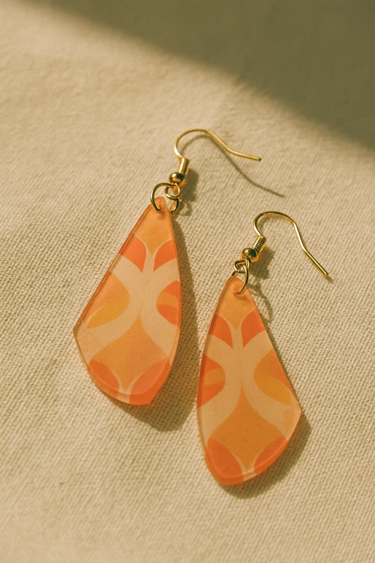 Retro Orange Wing Acrylic Earrings