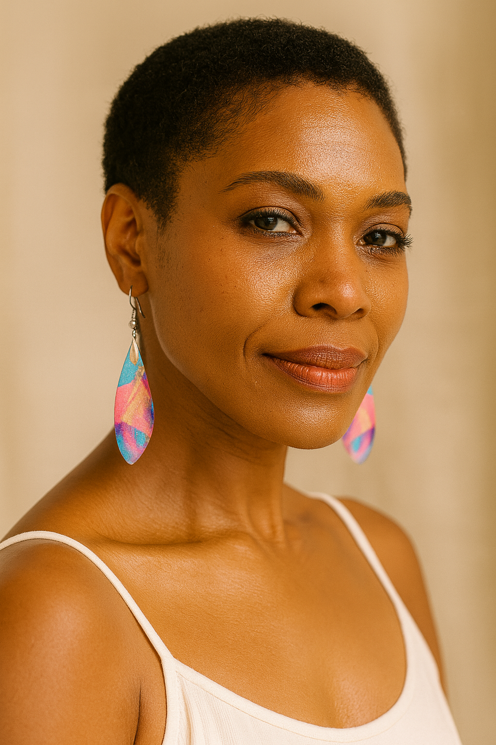 Pink Mosaic Wing Acrylic Earrings