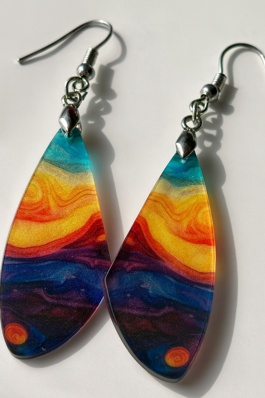 Deep Blue Sunset Wing Acrylic Earrings