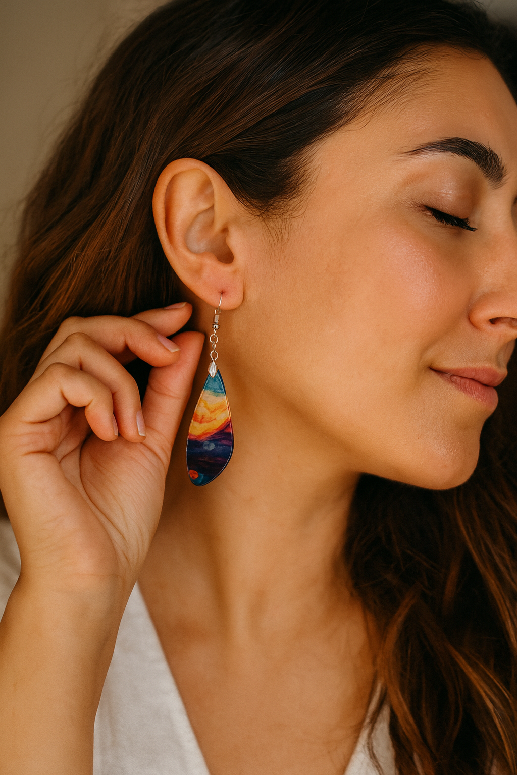 Deep Blue Sunset Wing Acrylic Earrings