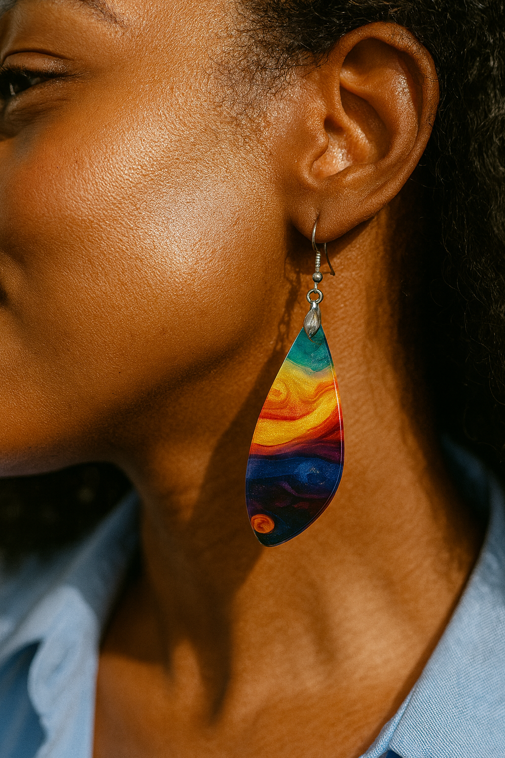Deep Blue Sunset Wing Acrylic Earrings