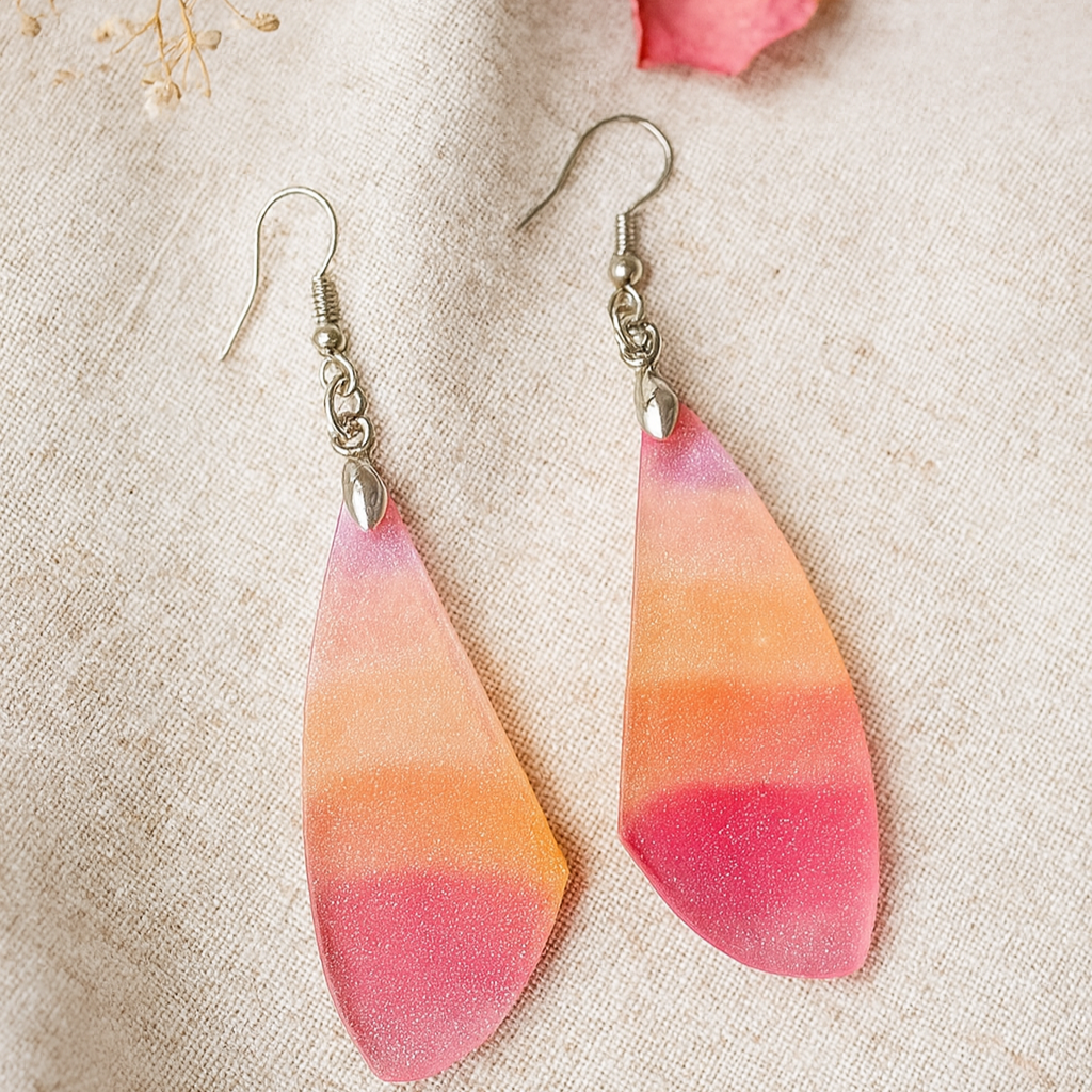 Red Ombre Wing Acrylic Earrings