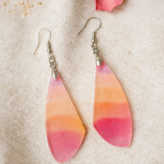 Red Ombre Wing Acrylic Earrings