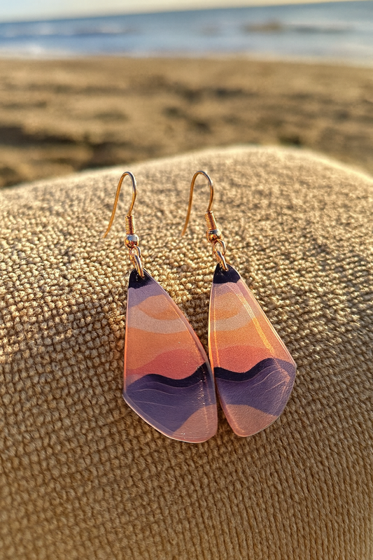 Violet Wave Wing Acrylic Earrings