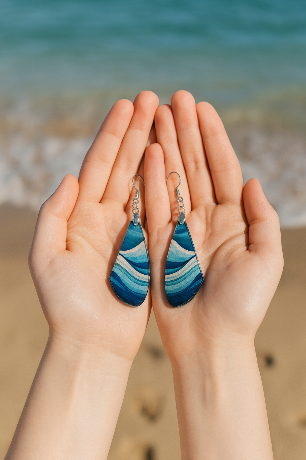 Blue Seas Wing Acrylic Earrings