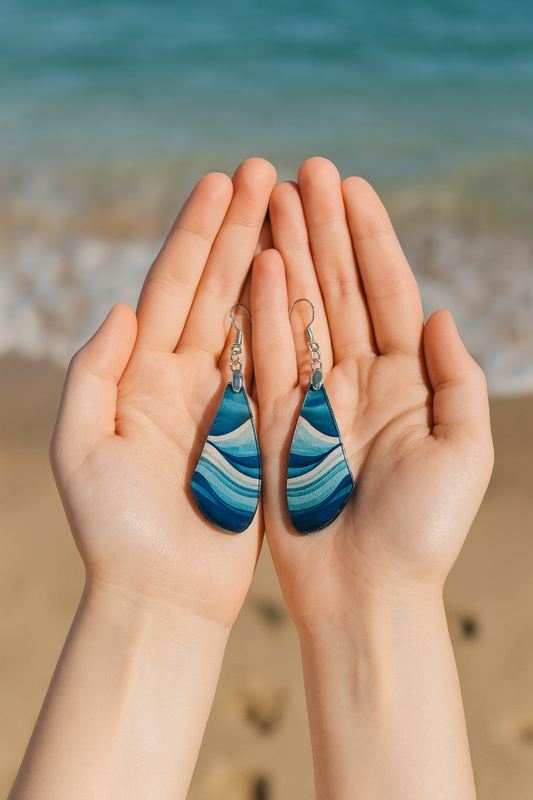 Blue Seas Wing Acrylic Earrings