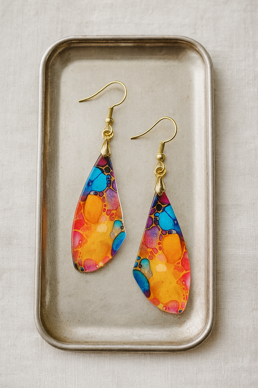Color Splash Wing Acrylic Earrings