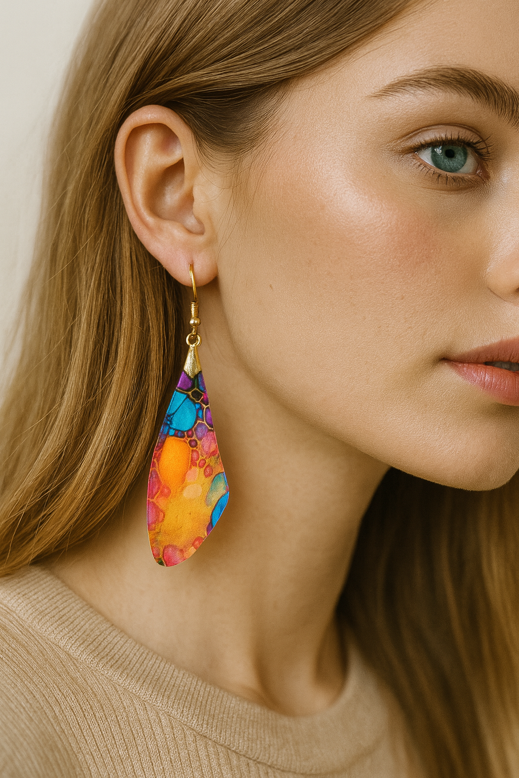 Color Splash Wing Acrylic Earrings