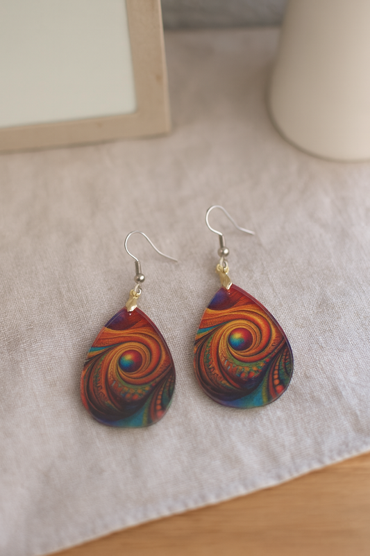 Cosmic Swirl Teardrop Earrings