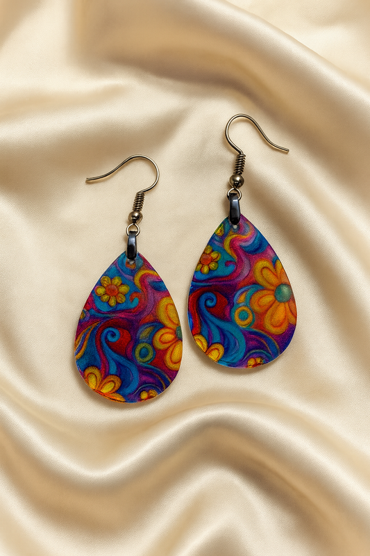 Psychedelic Swirl Teardrop Earrings