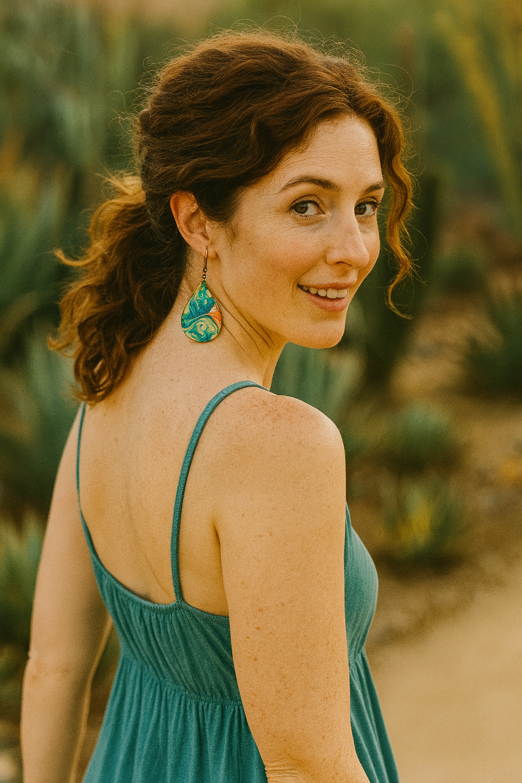 Ocean Wave Marbled Teardrop Earrings